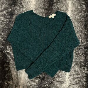 Pink Rose. Cropped sweater. Emerald Green. Super soft. Size XS. Never worn.
